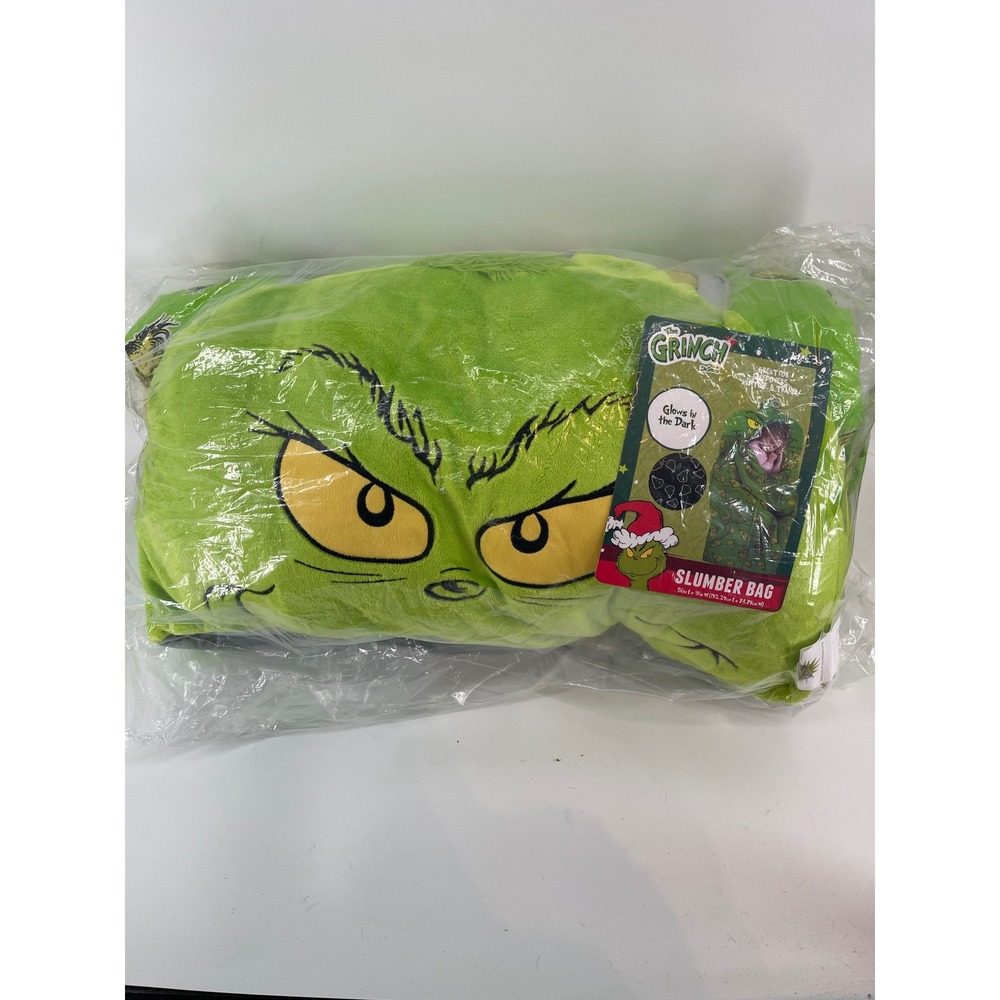 Dr. Seuss The Grinch Kids Slumber Bag Glow in the Dark Green Sleeping Bag 56x31